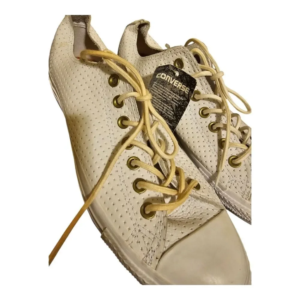 NWT CONVERSE ALL STAR Perforated White Leather Chucks - Size 11‎